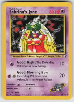 Sabrina's Jynx 59/132 Uncommon Gym Heroes Pokemon Unlimited Lightly Played - Image 1