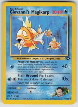 Giovanni's Magikarp 73/132 Common Gym Challenge Pokemon Unlimited Lightly Played - Image 1