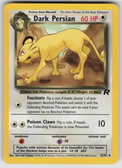 Dark Persian 42/82 Uncommon Team Rocket Pokemon Unlimited Lightly Played - Image 1