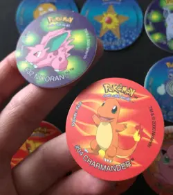 9 X Pokemon Tazos Bundle 2001 Walkers Crisps Cheetos Charmander Psyduck Meowth - Image 3