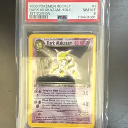 2000 Pokemon Team Rocket Dark Alakazam 1/82 Holo 1st Edition PSA 8 - Image 1