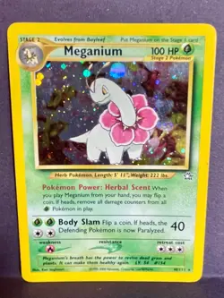 Meganium Holo 2000 Neo Genesis Set Pokemon Card 10/111 Raw MP - Image 1