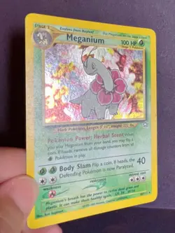 Meganium Holo 2000 Neo Genesis Set Pokemon Card 10/111 Raw MP - Image 2