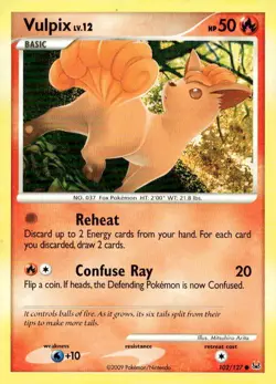 Vulpix 102/127 Common Platinum Pokemon Lightly Played - Image 1
