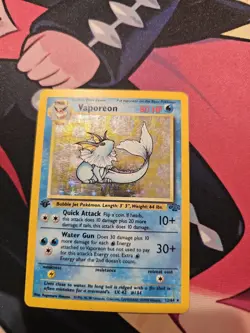Pokemon TCG Vaporeon 1st Edition Holo Rare Card Jungle 1999 WOTC - Image 1