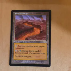 Wizards Shivan Gorge Legendary Land Urza's Saga Rare Regular Matson MTG 1998 - Image 1