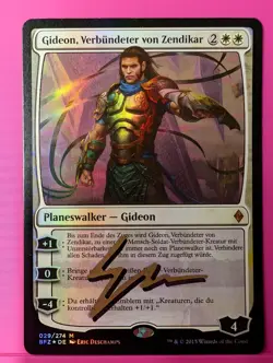 German Foil Gideon, Ally of Zendikar Shadow Signed Battle for Zendikar BFZ MTG - Image 1