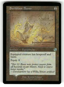 Swiftfoot Boots Schematic NM Foil The Brothers War: Retro Frame Artifact 121 MTG - Image 1