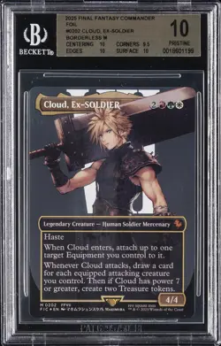 2025 MTG FINAL FANTASY COMMANDER BORDERLESS #0202 CLOUD, EX SOLDIER BGS 10 - Image 1