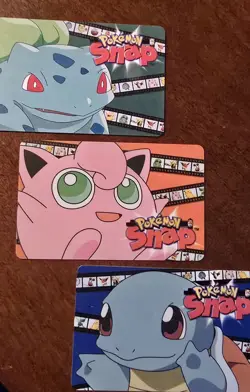 1999 Pokemon 3-Snap Station 3⅜" Jigglypuff Squirtle Bulbasaur Blockbuster - Image 1