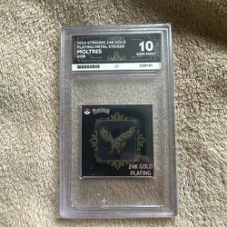 Moltres 24k Gold Plated Pokemon Sticker Korean Striking Ace 10 - Image 1