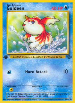 GOLDEEN 53/64 COMMON JUNGLE POKEMON 1ST EDITION HP - Image 4