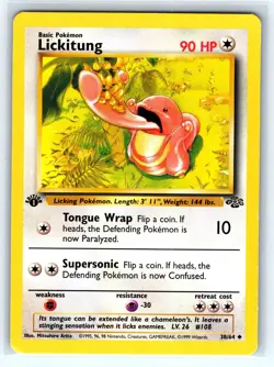 LICKITUNG 38/64 UNCOMMON JUNGLE POKEMON 1ST EDITION HP - Image 1