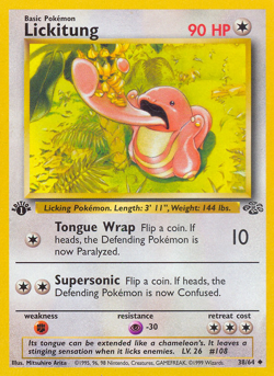 LICKITUNG 38/64 UNCOMMON JUNGLE POKEMON 1ST EDITION HP - Image 4