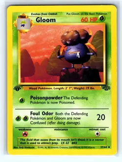 GLOOM 37/64 UNCOMMON JUNGLE POKEMON 1ST EDITION HP - Image 1