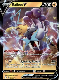 Raikou V 048/172 Holo V Rare Brilliant Stars Pokemon Holo Near Mint - Image 1