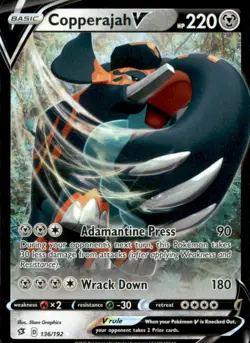 Copperajah V 136/192 Holo V Rare Rebel Clash Pokemon Near Mint - Image 1