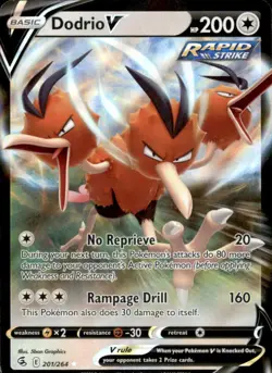 Dodrio V 201/264 Holo V Rare Fusion Strike Pokemon Near Mint - Image 1
