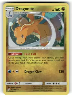 Dragonite Cosmos Holo NM 119/181 Team Up Pokemon Holo - Image 1