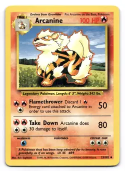 Arcanine LP 23/102 Base Set Unlimited Pokemon Uncommon - Image 1