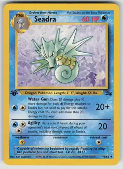 Seadra 42/62 Uncommon Fossil Pokemon 1st Edition Moderately Played - Image 1