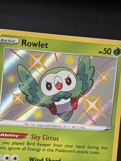 Pokemon TCG Rowlet SV001/SV122 Shining Fates Shiny Holo Rare Basic 50 HP - Image 3