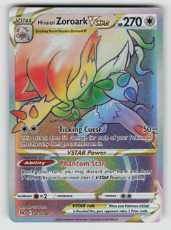 Hisuian Zoroark VSTAR Pokemon Lost Origin 203/196 Rainbow Secret Rare NM - Image 1