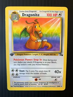 Pokemon TCG Dragonite 19/62 Fossil 1st Edition Rare English 1999 - Image 1