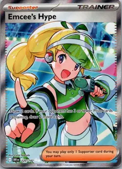 Emcee's Hype 220/182 Ultra Rare Destined Rivals Pokemon Holo Near Mint - Image 1