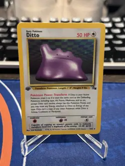 Ditto Pokemon 3/62 Holo Rare Fossil 1st Edition LP - Image 1