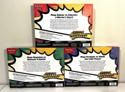 3 Pokemon TCG Ascended Heroes Mega ex Box Bundle Feraligatr Emboar Meganium New - Image 2