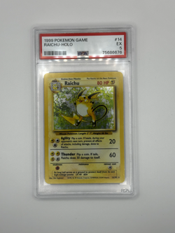 1999 Pokemon Game Raichu - Holo 14/102 Base Set PSA 5 EX - Image 1