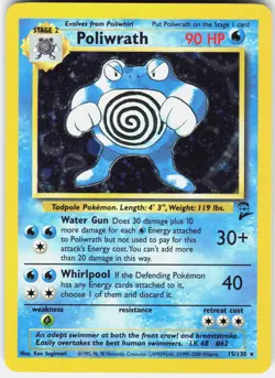 Pokemon Poliwrath 15/130 Holo Rare Base Set 2 Pokemon Near Mint - Image 1