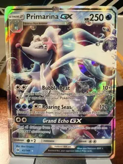 Pokemon Primarina GX 42/149 Ultra Rare Holo - Sun & Moon Base Set 2017 NM - Image 1
