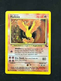 Pokemon TCG Moltres Fossil Holo Card 12/62 Unlimited Rare MP - Image 1
