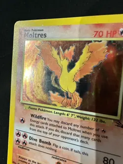 Pokemon TCG Moltres Fossil Holo Card 12/62 Unlimited Rare MP - Image 2