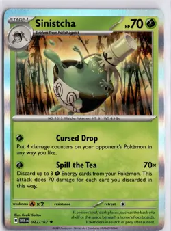 Pokemon TCG Sinistcha 022/167 Twilight Masquerade Holo Rare Pokemon Trading Card - Image 1