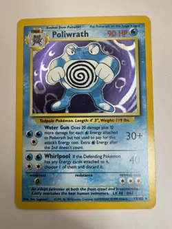 Poliwrath Holo Rare Base Set Unlimited 13/102 Pokemon Card LP - Image 1