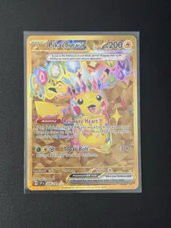 Pokemon TCG SV08 Surging Sparks Pikachu EX Hyper Rare Gold Holo Card 247/191 - Image 1