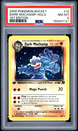 POKEMON DARK MACHAMP 2000 ROCKET #10 HOLO 1ST EDITION PSA 8 - Image 1