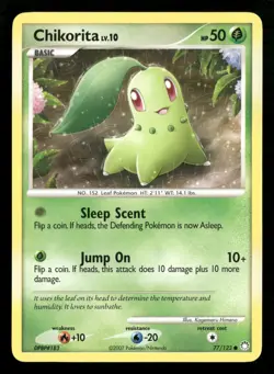 Chikorita - 77/123 - Common - Mysterious Treasures - Pokemon Card - LP - Image 1