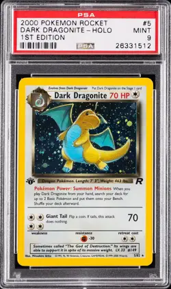 2000 POKEMON ROCKET 1ST EDITION #5 DARK DRAGONITE-HOLO PSA 9 - Image 1