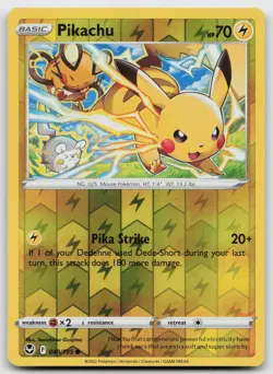 Pikachu 049/195 Common Silver Tempest Pokemon Reverse Holo NM - Image 1