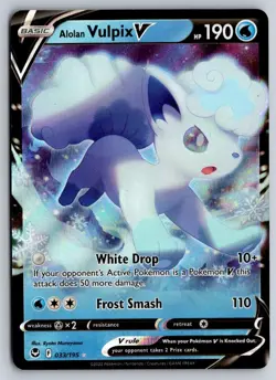 Alolan Vulpix V 033/195 Holo V Rare Silver Tempest Pokemon Near Mint - Image 1