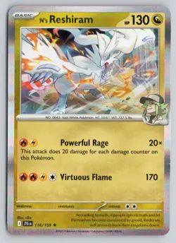 N'S RESHIRAM 116/159 RARE JOURNEY TOGETHER POKEMON HOLO NM - Image 1