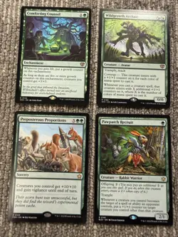 Magic The Gathering MTG Green Red Rare Lot 4 Preposterous Wildgrowth Pawpatch - Image 1