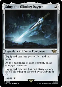 MTG NM+ Non-Foil Sting the Glinting Dagger Lord of The Rings #250 Magic Card - Image 1