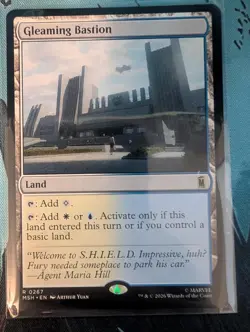 Gleaming Bastion 267 Rare Marvel Super Heroes Magic: The Gathering LP - Image 1
