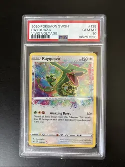 Rayquaza PSA 10 English Pokemon Card Vivid Voltage 138/185 2020 Amazing Rare - Image 1