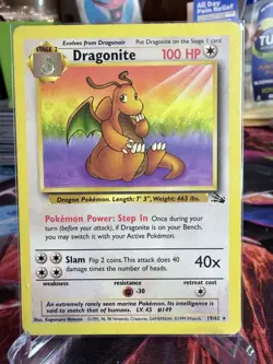 Pokemon TCG Dragonite Fossil Unlimited Card 19/62 Regular Rare Non-Holo - Image 1